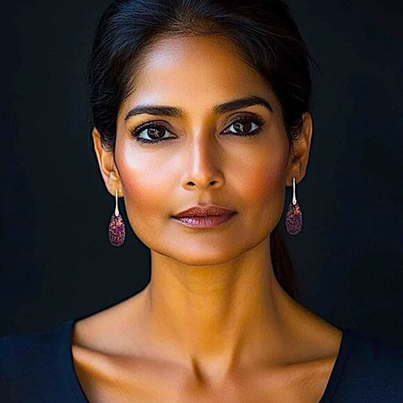 Purple Imperial Jasper Stone Earrings Healing Stone - Picture 2 of 3